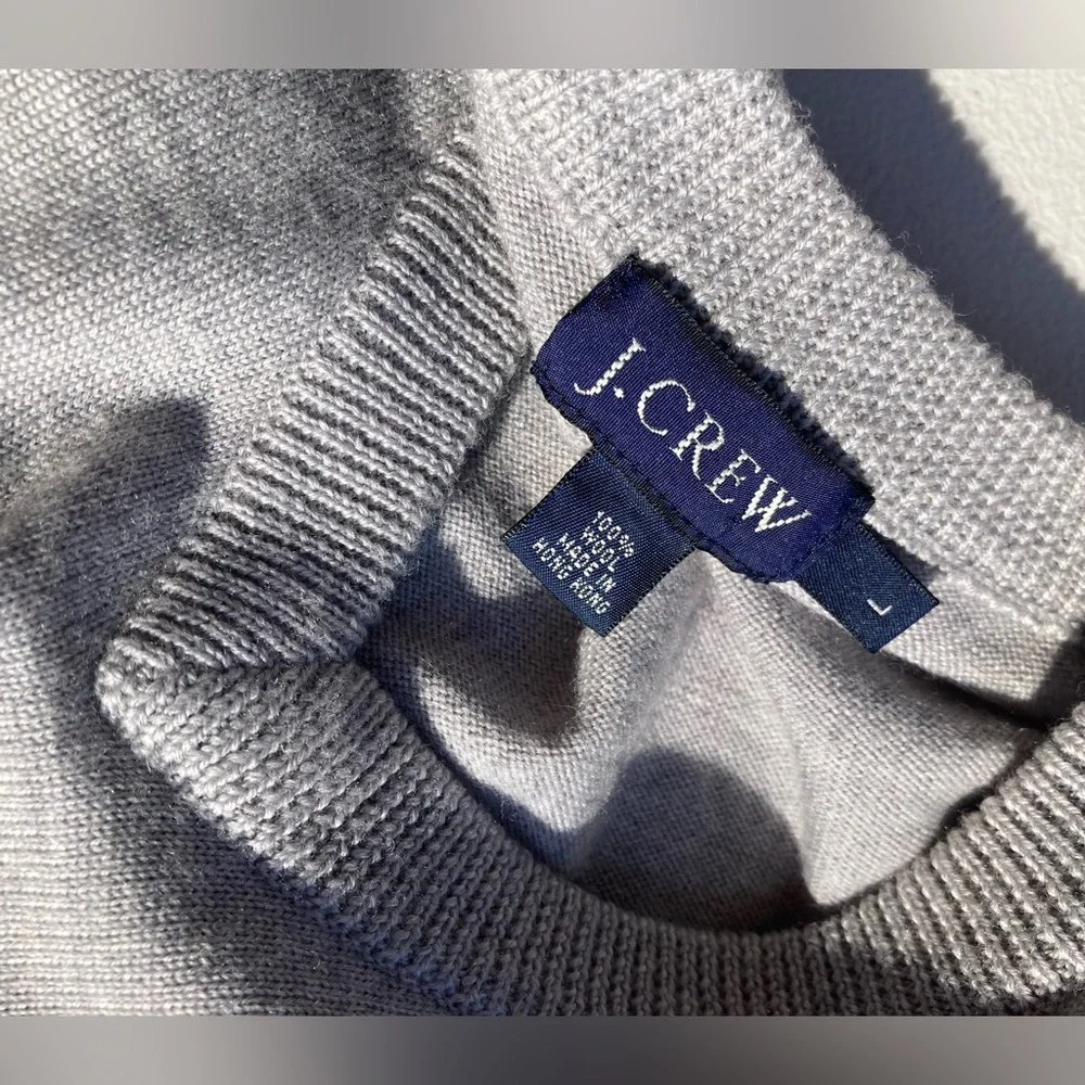 J Crew 100% Wool Gray V Neck Sweater